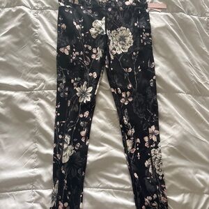 Victoria's Secret Black and Pink Floral Leggings